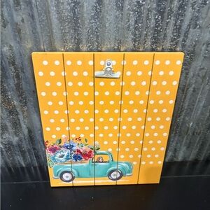 The Pioneer Woman Painted Pickup Truck Flowers Basset Hound Wooden Clipboard